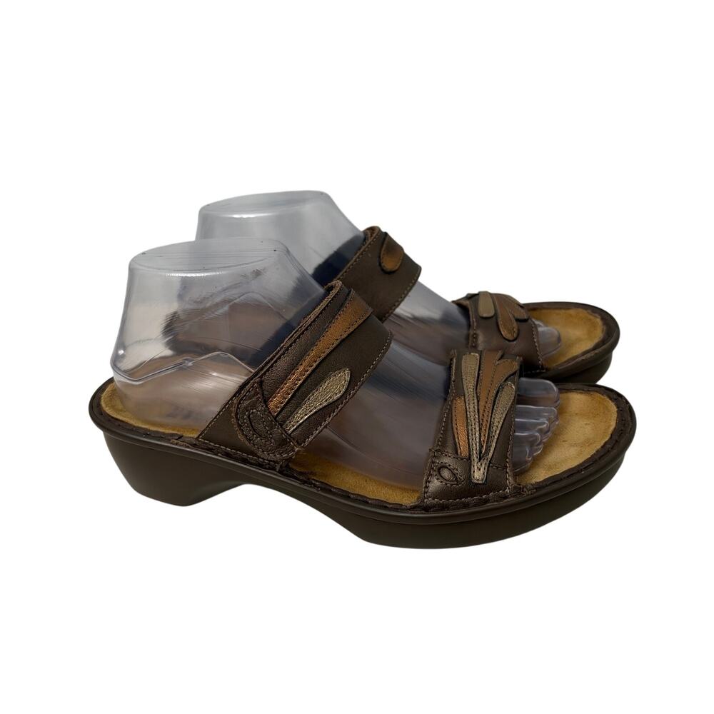 Naot Sandals Womens Size 8 Brown Bronze Leather Wedge Adjustable Strap